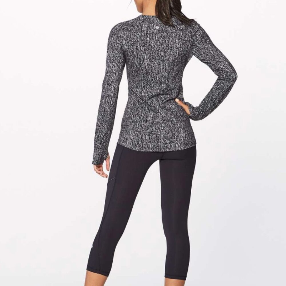 Lululemon Extra Mile Long Sleeve Running Luon Suited Jacquard Black White Size 4 - Picture 9 of 14